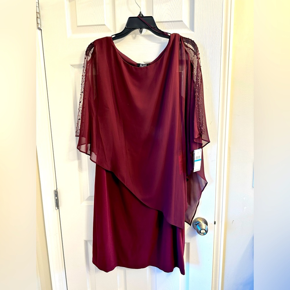 Burgundy dress with sheer cover